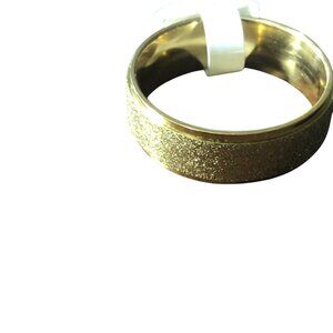 Matte Gold Stainless Steel Ring Unisex With Subtle Glitter Finish Comfortable Fi